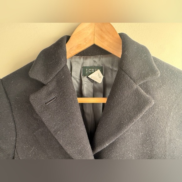 J. Crew Wool Cashmere Lined Mid-Length Black Coat Size 2 Petite Soft - Picture 3 of 10